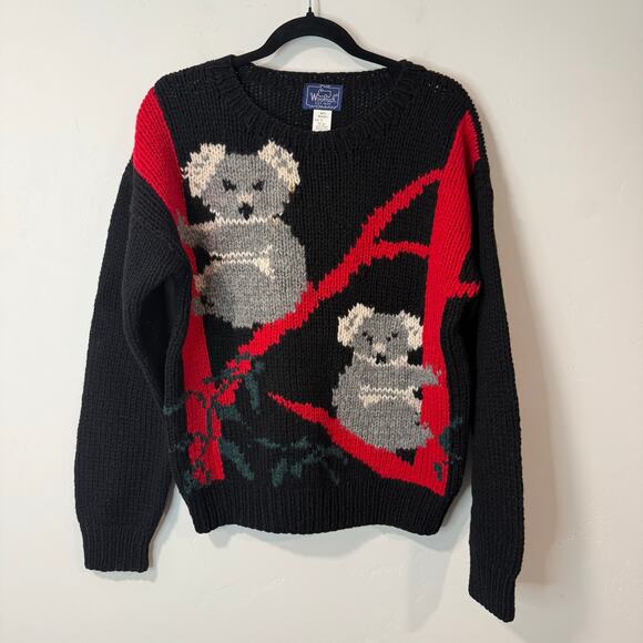 Woolrich Vintage Women's Wool Sweater Koala Bear Knit Intarsia Medium - Picture 1 of 6